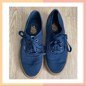 Vans Authentic Navy Shoes with Brown Gum Soles